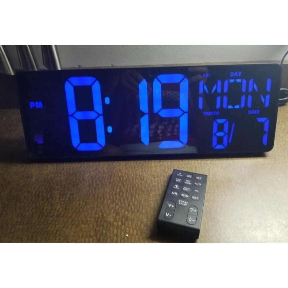 New Large Digital Wall Clock with Remote Control, 16.5 Inch LED Large Display